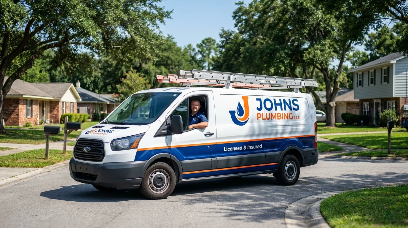 Johns Plumbing LLC service van in Tarpon Springs, FL