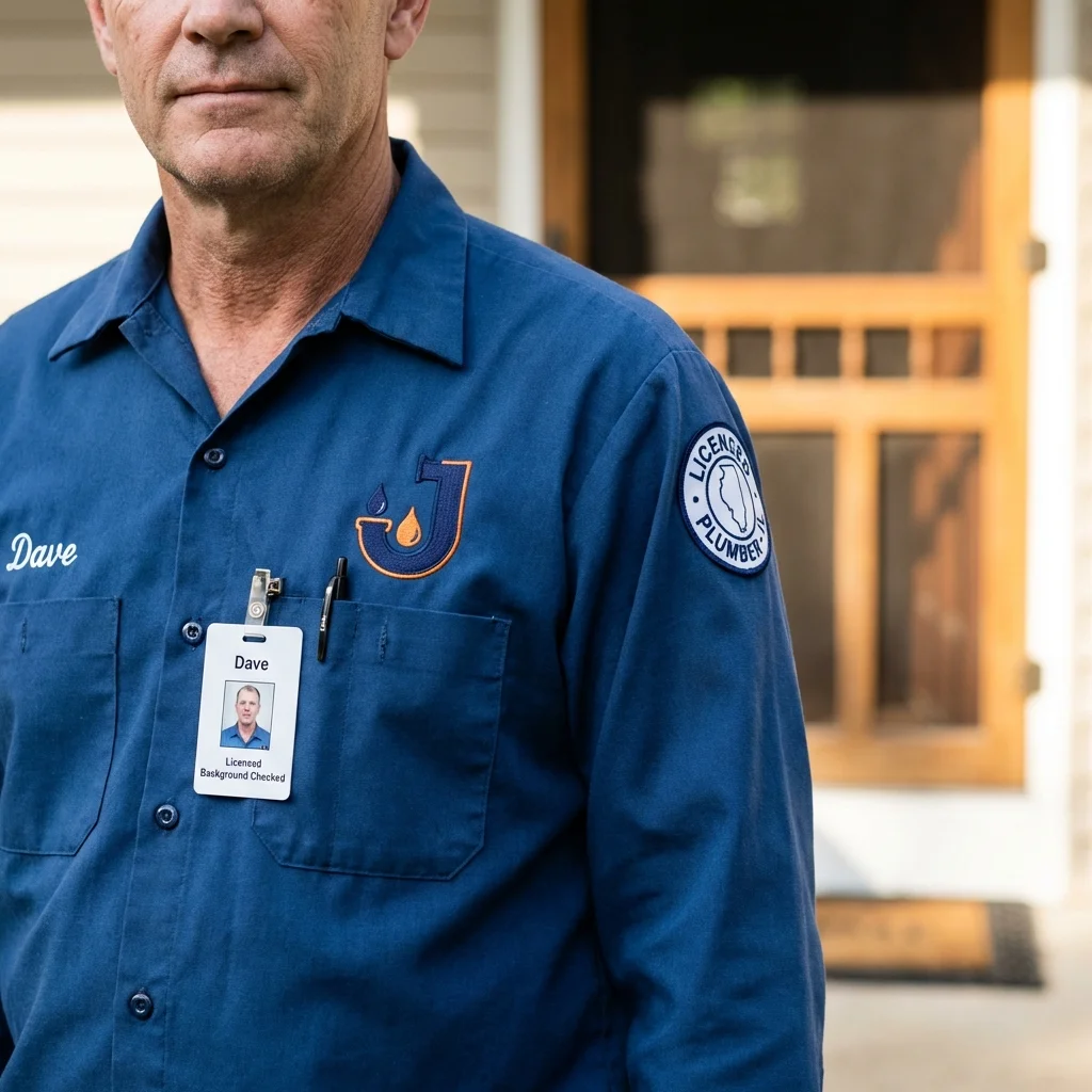 Licensed plumber showing ID badge in Tarpon Springs, FL