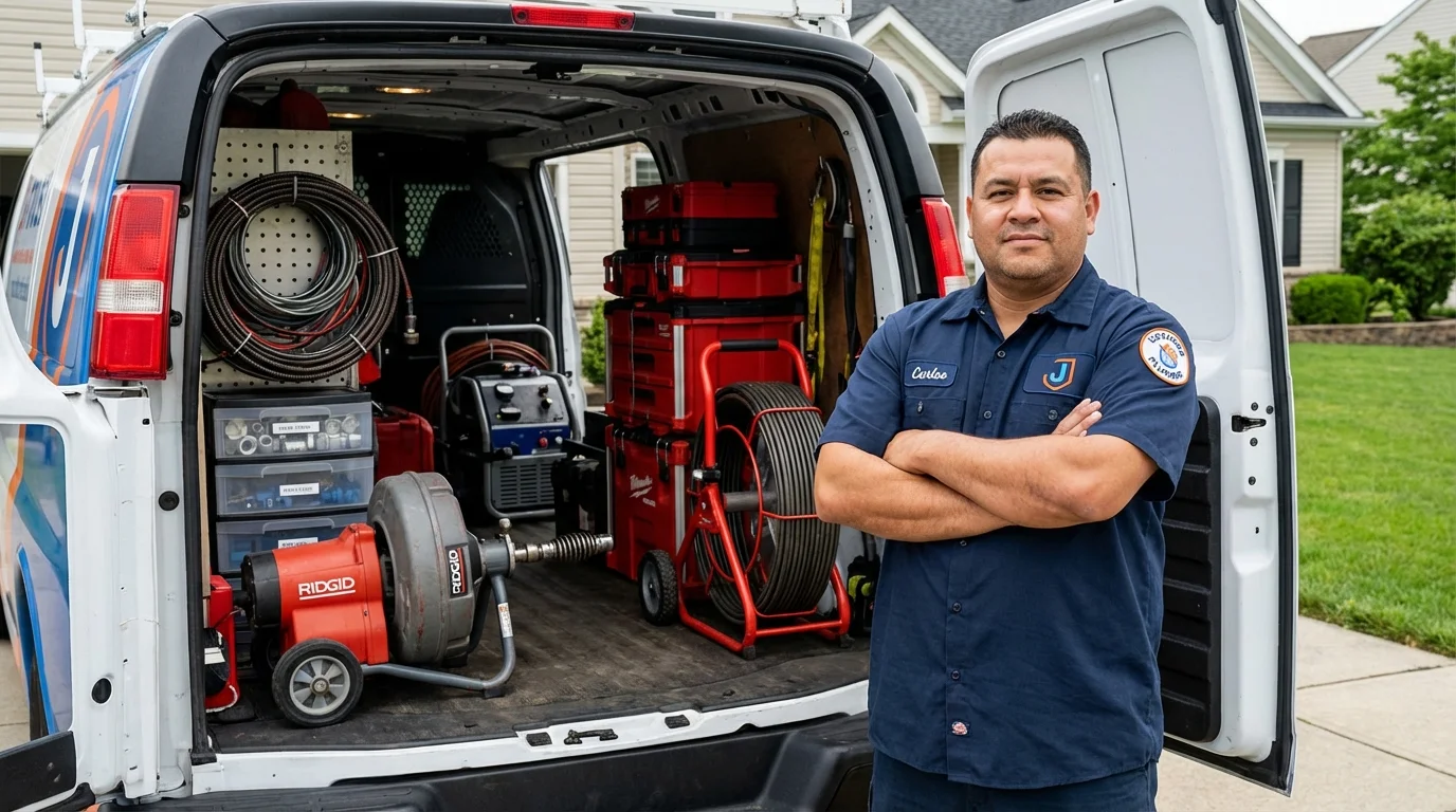 Professional drain cleaning equipment and Johns Plumbing LLC plumber in Tarpon Springs