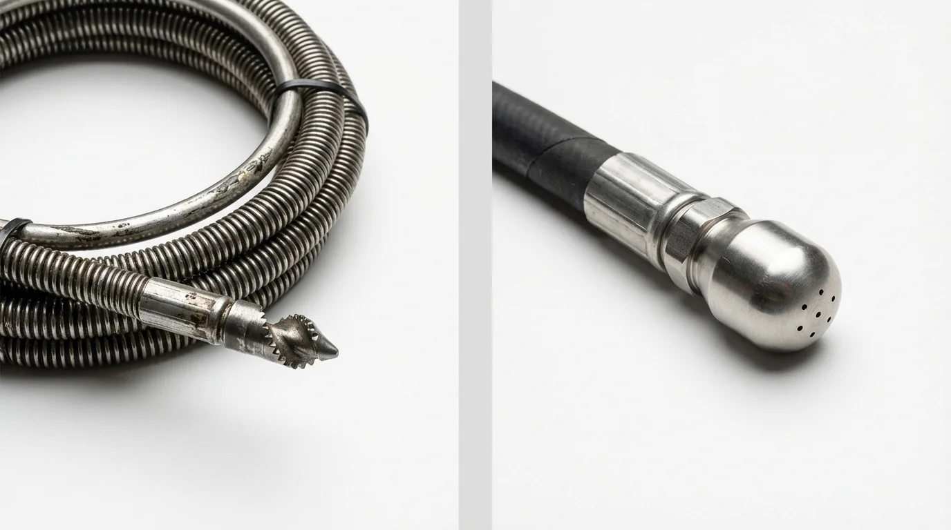 Drain snake cable and hydro jetting nozzle used for drain cleaning in Tarpon Springs, FL