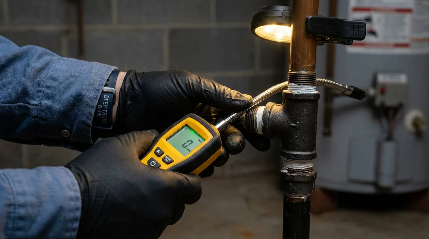 Gas leak detection with electronic sniffer by Johns Plumbing LLC in Tarpon Springs
