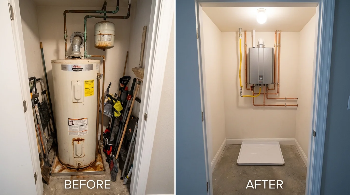 Tank water heater versus wall-mounted tankless unit comparison for Tarpon Springs, FL homeowners